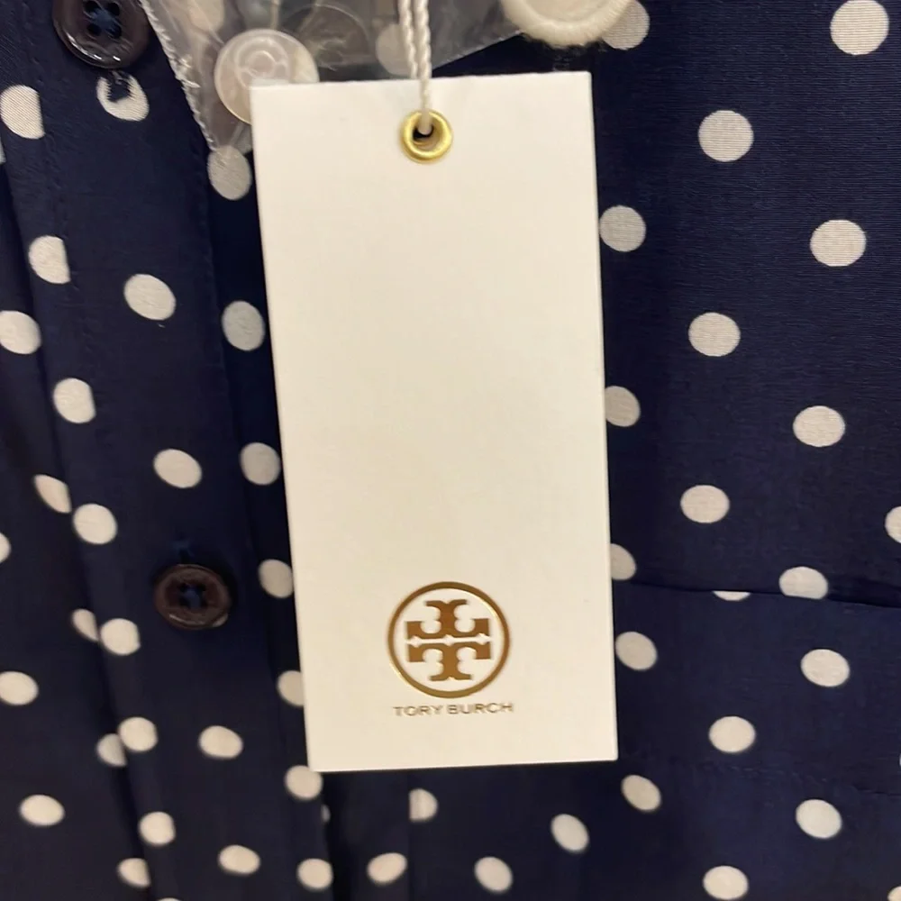 Tory Burch Scalloped Edge Silk Shirt - Picture 2 of 6